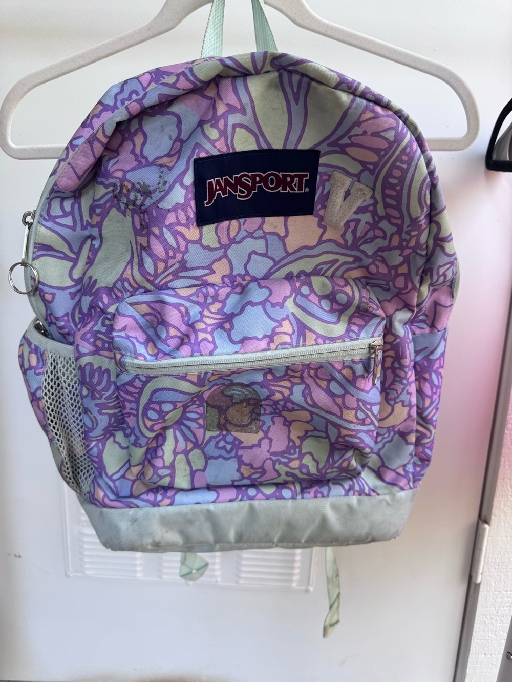 JanSport Pastel Floral Kids Backpack in Lavender and Mint